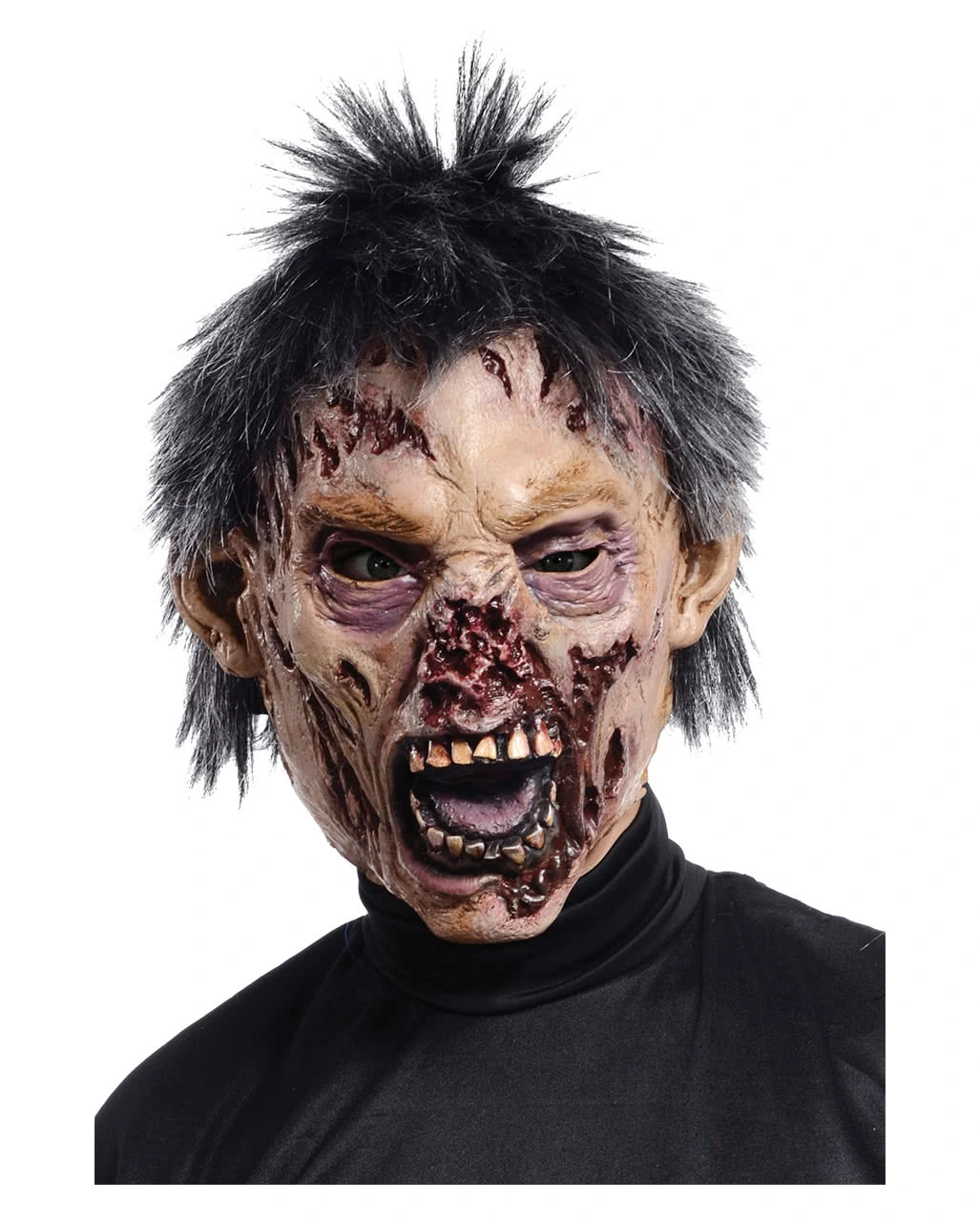Beißer Zombie Maske Mit Haaren 1 Beißer Zombie Maske Mit Haaren