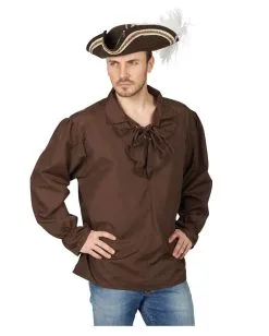 Braunes Piratenhemd Mit Rüschenkragen
