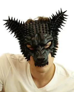 Schwarze Burning Man Spike Wolf Maske