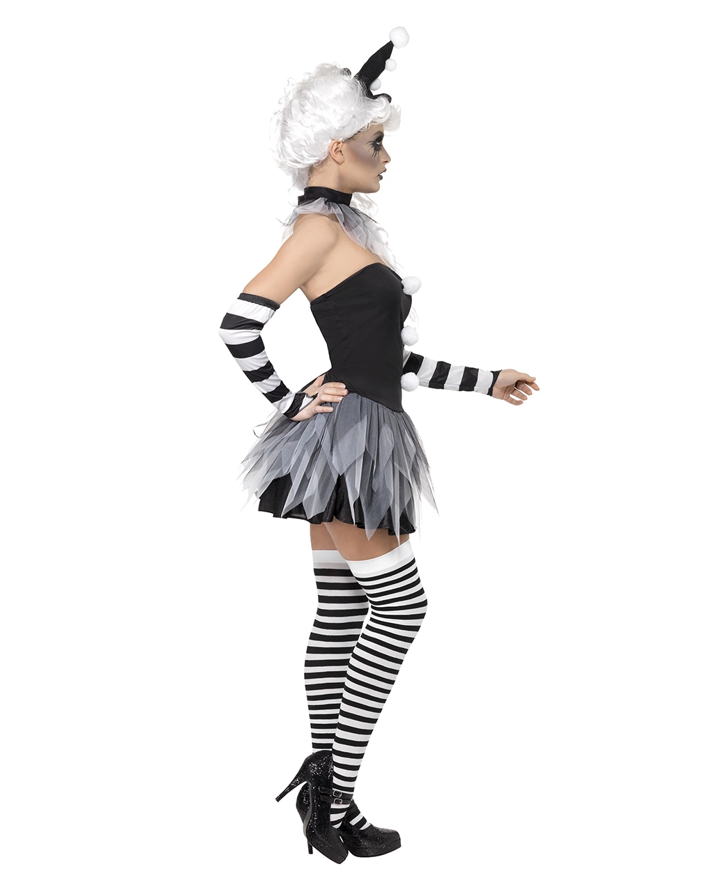 Düsterer Pierrot Damen Kostüm 2 Düsterer Pierrot Damen Kostüm - Image 2