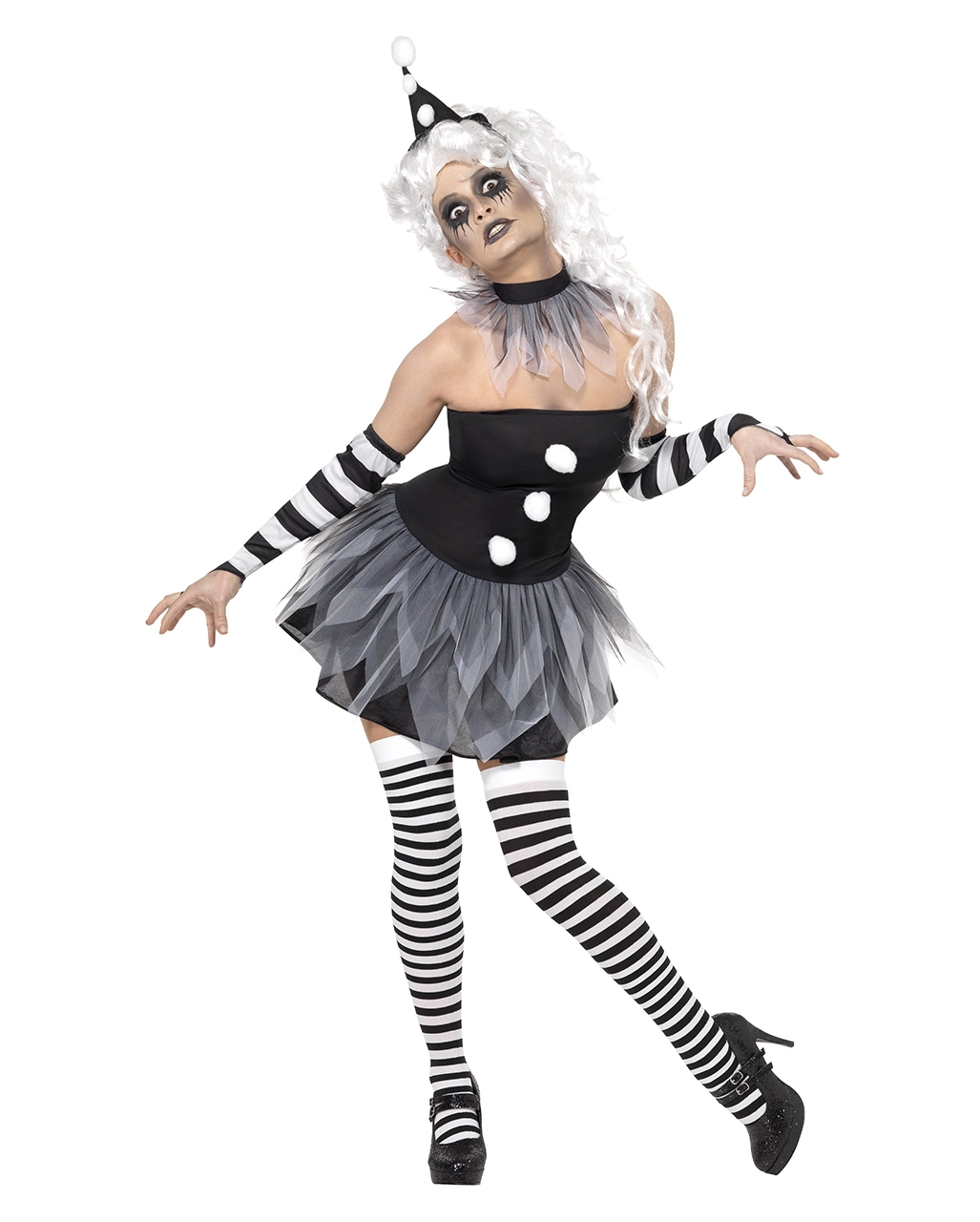 Düsterer Pierrot Damen Kostüm 1 Düsterer Pierrot Damen Kostüm