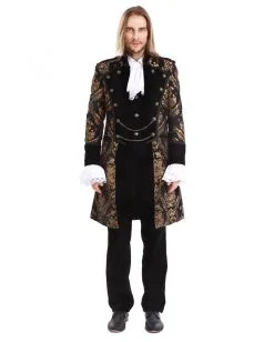Gothic Aristokrat Herren Mantel Gold Brokat 6 Gothic Aristokrat Herren Mantel Gold Brokat -Halloween Kostüme Herren Verkäufe gothic aristokrat herrenmantel gold schwarz brokatmuster gothic aristocrat mens coat gothic mantel 39099 3