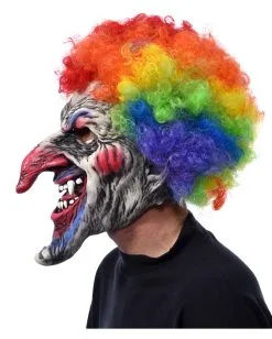 Horror Clown Maske Mit Rainbow Afro -Halloween Kostüme Herren Verkäufe horror clown maske mit rainbow afro killer clown maske halloween maske halloween maske 17724 03