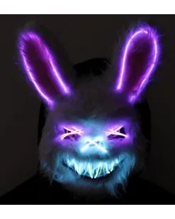 Beleuchtete Hasen LED Maske -Halloween Kostüme Herren Verkäufe neon licht bunny maske neon light bunny mask halloween horror hasen maske 53434 5