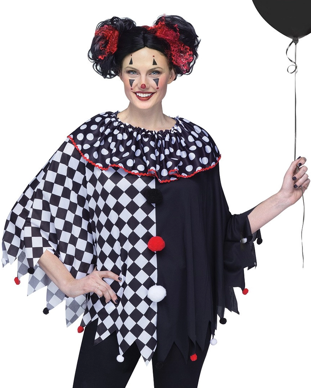 Clowns Poncho One Size Schwarz-weiß 1 Clowns Poncho One Size Schwarz-weiß