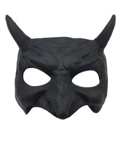 Schwarze Teufels Halbmaske Mit Hörner