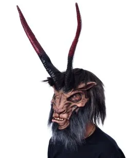Krampus Maske Mit Hörnern & Kunstfell -Halloween Kostüme Herren Verkäufe underworld overlord maske biest mit riesen hoernern latexmaske fuer halloween und fasching zagone overlord mask 28300 3