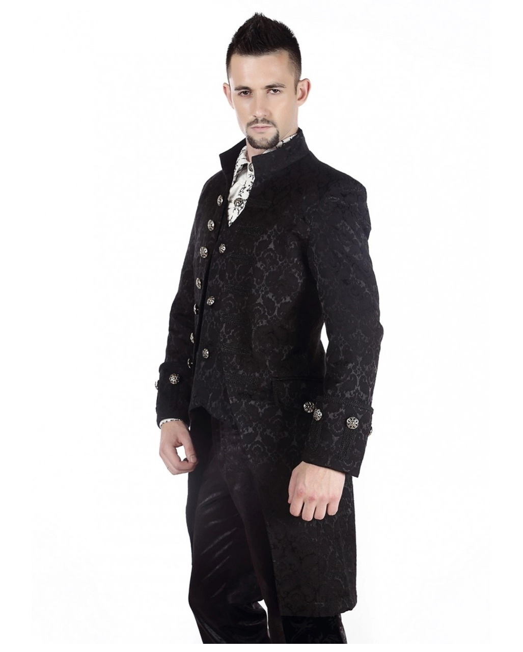 Viktorianischer Gothic Aristokrat Herren Mantel Schwarz 2 Viktorianischer Gothic Aristokrat Herren Mantel Schwarz - Image 2